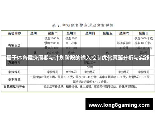 基于体育健身周期与计划阶段的输入控制优化策略分析与实践
